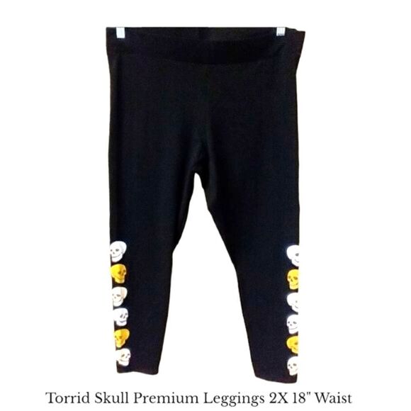 TORRID BLACK SIDE BOLT SKULL LEGGINGS SIZE 2X - Picture 2 of 12